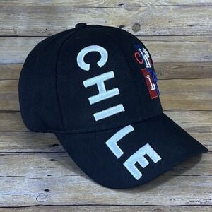 Chile Souvenir Baseball Cap Black Embroidered Adjustable Hat One Size Fits All